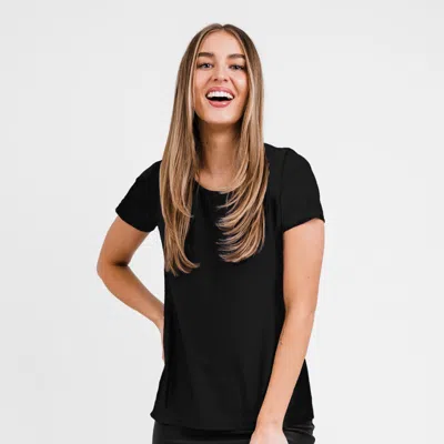 Calypsa Women's Loose Fit Short Sleeve Adele Swim Top In Black