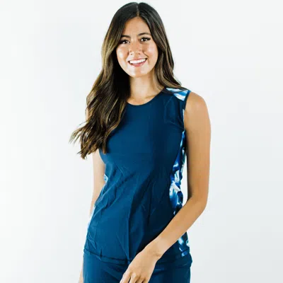 Calypsa Women's Loose Fit Tankini Maya Swim Top In Blue