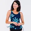 Calypsa Women's Maya Maya Tankini Swim Top With Removable Cups - Patterns In Blue