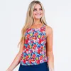 Calypsa Women's Maya Maya Tankini Swim Top With Removable Cups - Patterns In Multi