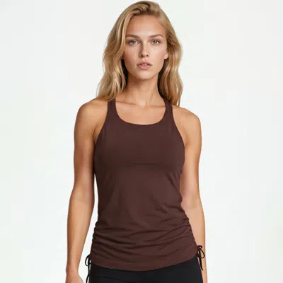 Calypsa Women's Maya Maya Tankini Swim Top With Removable Cups In Brown