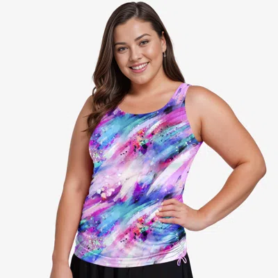 Calypsa Women's Maya Tankini Swim Top With Built-in Bra - Patterns In Multi