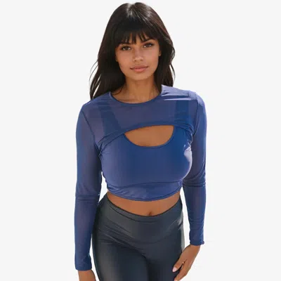 Calypsa Women's Mesh Sleeve Swim Cover Up In Blue