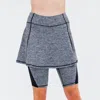 Calypsa Women's Midi Lycra Sport Skirt With Attached 10" Leggings In Grey