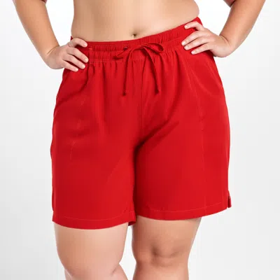 Calypsa Women's Plus 7" Board Shorts In Red