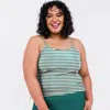 Calypsa Women's Plus Adjustable Strap Tankini Maya Swim Top In Green