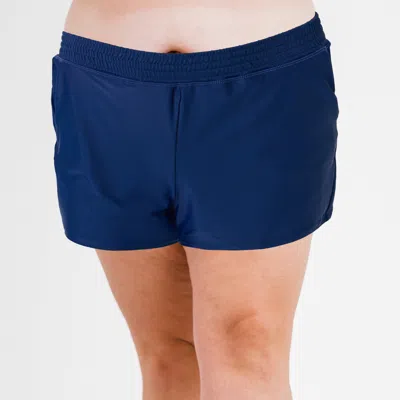 Calypsa Women's Plus Classic Fit Swim Shorts With Panty In Blue