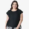 Calypsa Plus Size Daphne Loose Fit Swim Top In Black