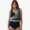 Calypsa Women's Plus Emery Wrap Swim Top With Removable Cups & Bikini Bottom