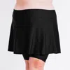 CALYPSA WOMEN'S PLUS FLARED MID-THIGH SWIM SKIRT WITH BIKE SHORTS