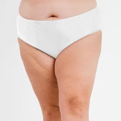 Calypsa Women's Plus Full Coverage Bikini Bottom In White