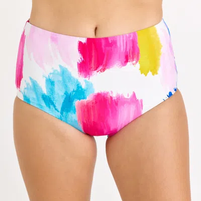 Calypsa Women's Plus Full Coverage High Waisted Bikini Bottom In Green