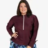Calypsa Women's Plus Half-zip Long Sleeve Rash Guard Nora Swim Top In Pink