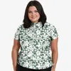 Calypsa Women's Plus Half-zip Short Sleeve Rashguard Adele Swim Top In Multi