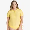 Calypsa Women's Plus Half-zip Short Sleeve Rashguard Adele Swim Top In Multi