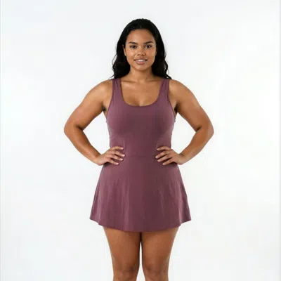 Calypsa Plus Size Hayley Tankini-style Swim Dress With Adjustable Straps And Hidden Bikini Bottoms In Purple