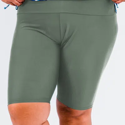 Calypsa Long Bike Swim Shorts In Green