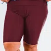 Calypsa Plus Size Long Bike Swim Shorts In Burgundy
