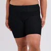 Calypsa Women's Plus High Waisted Mid-thigh Swim Shorts In Black