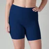 Calypsa Women's Plus High Waisted Mid-thigh Swim Shorts In Blue