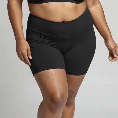 Calypsa Women's Plus High Waisted Mid-thigh Swim Shorts In Orange