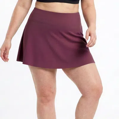Calypsa Women's Plus High Waisted Mini Swim Skirt With Shorts In Purple