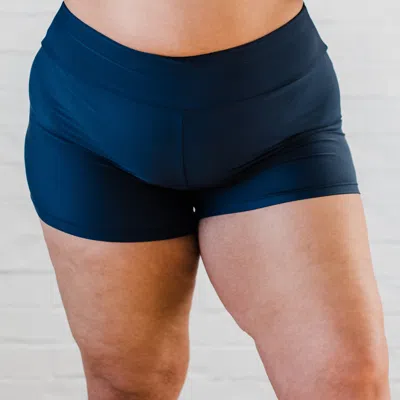 Calypsa Women's Plus High Waisted Swim Shorts In Blue