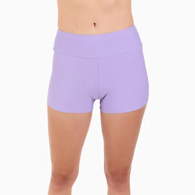 Calypsa Women's Plus High Waisted Swim Shorts In Purple