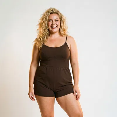 Calypsa Women's Plus Ivy Swim Romper In Black