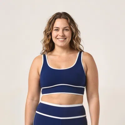 Calypsa Women's Plus Long Line Swimbra Two-toned Collection In Blue