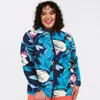 Calypsa Women's Plus Long Sleeve Full-zip Nora Swim Top In Multi