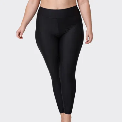 Calypsa Women's Plus Long Swim Leggings In Black