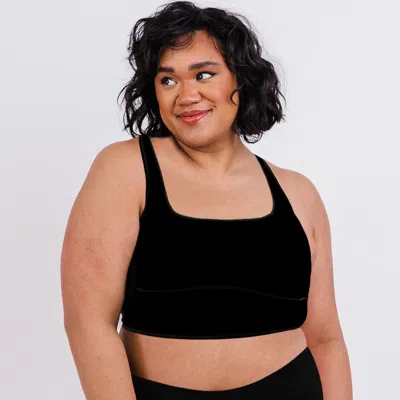 Calypsa Women's Plus Longline Swim Bra In Black