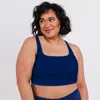 Calypsa Women's Plus Longline Swim Bra In Blue