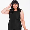 Calypsa Plus Size Loose Fit Maya Swim Top In Black