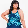 Calypsa Women's Plus Maya Tankini Swim Top With Built-in Bra - Patterns In Multi