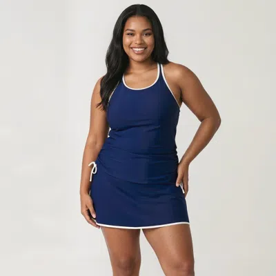 Calypsa Maya Tankini Swim Top With Removable Cups Two-toned Collection In Blue