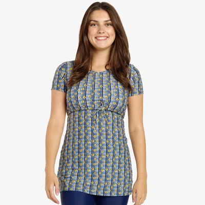 Calypsa Women's Plus Nikki Nursing And Maternity Short Sleeve Swim Tunic In Multi