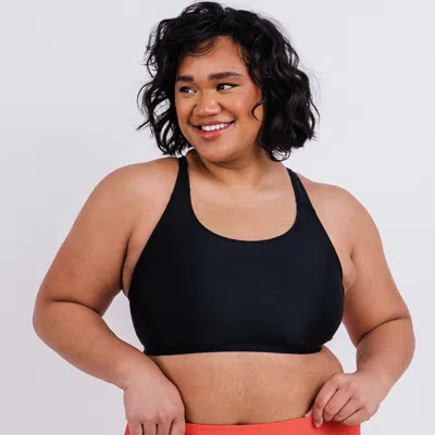 Calypsa Women's Plus Racerback Swim Bra In Black