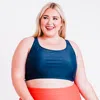 Calypsa Plus Size Racerback Swim Bra With Removable Cups In Blue