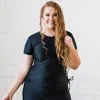 Calypsa Plus Size Short Sleeve Adele Swim Top In Black