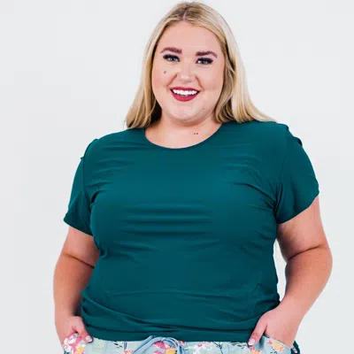 Calypsa Women's Plus Short Sleeve Adele Swim Top In Green
