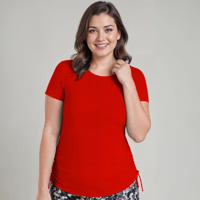 Calypsa Women's Plus Short Sleeve Adele Swim Top In Multi