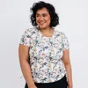 Calypsa Plus Size Short Sleeve Adele Swim Top In White