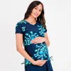 Calypsa Women's Plus Short Sleeve Nina Nursing And Maternity Swim Top In Multi