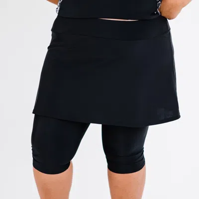 Calypsa Women's Plus Skirted Swim Capris In Black