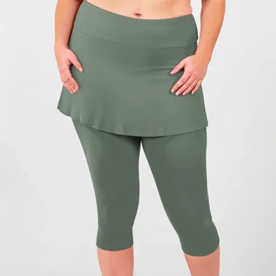 Calypsa Women's Plus Skirted Swim Capris In Green
