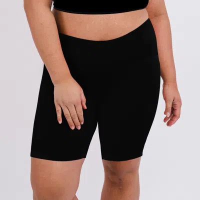 Calypsa Women's Plus Tummy Control Long Bike Swim Shorts In Black