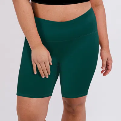 Calypsa Women's Plus Tummy Control Long Bike Swim Shorts In Green