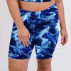 Calypsa Women's Plus Tummy Control Long Bike Swim Shorts In Multi